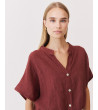 BLUSA LINO CUELLO MAO ESCOTE V BOTONES | MULAYA