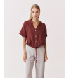 BLUSA LINO CUELLO MAO ESCOTE V BOTONES | MULAYA