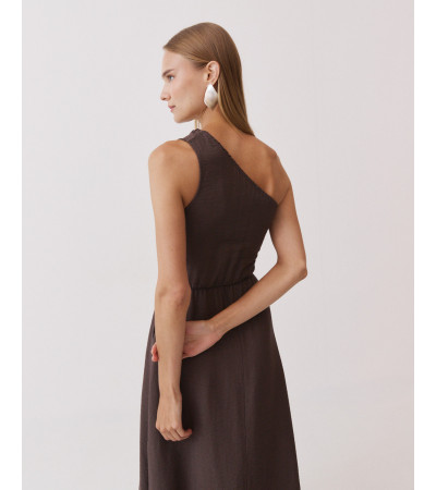 VESTIDO LARGO ASIMÉTRICO DRAPEADO TIRANTE | MULAYA