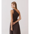 VESTIDO LARGO ASIMÉTRICO DRAPEADO TIRANTE | MULAYA