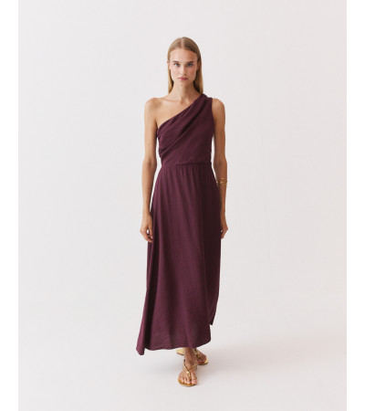 VESTIDO LARGO ASIMÉTRICO DRAPEADO TIRANTE | MULAYA