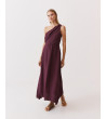 VESTIDO LARGO ASIMÉTRICO DRAPEADO TIRANTE | MULAYA