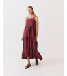 VESTIDO LARGO TIRANTES RAYAS VOLANTE | MULAYA