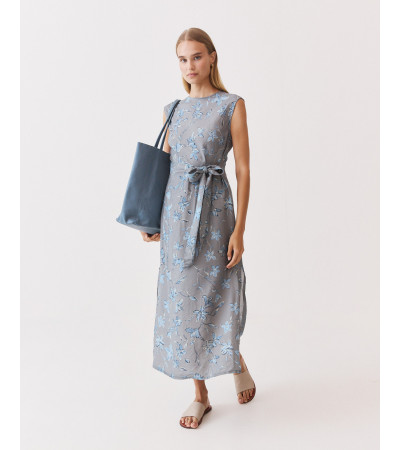 VESTIDO MIDI LAZADA ESTAMPADO FLORES | MULAYA