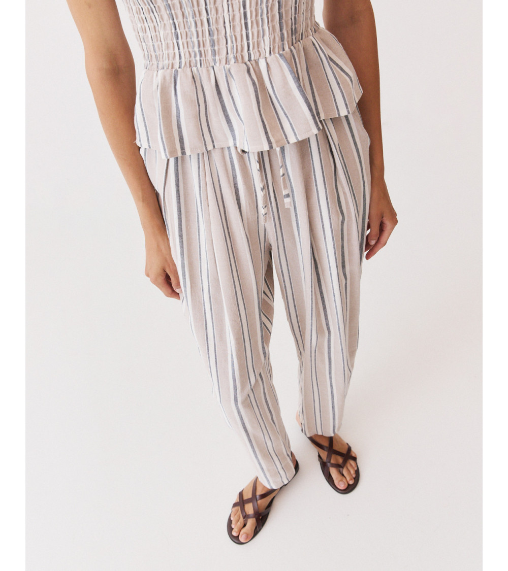 PANTALÓN BARREL RAYAS CINTURA ELÁSTICA | MULAYA