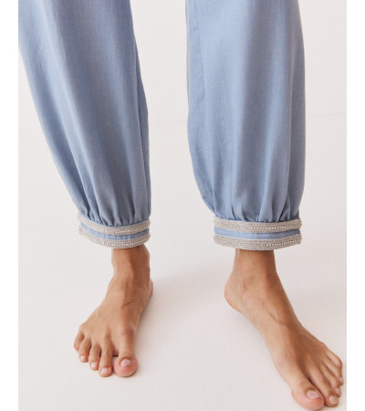 PANTALÓN BOMBACHO CON DETALLE DE BRILLOS | MULAYA