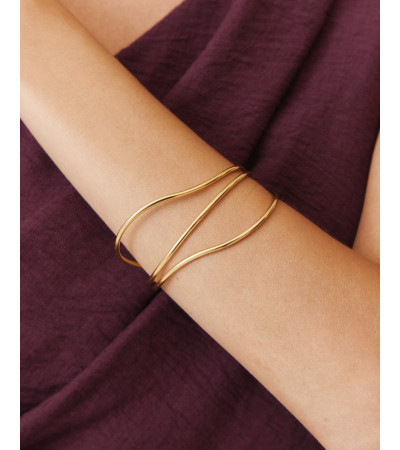 BRAZALETE MULTILINEAS AJUSTABLE ACERO | MULAYA
