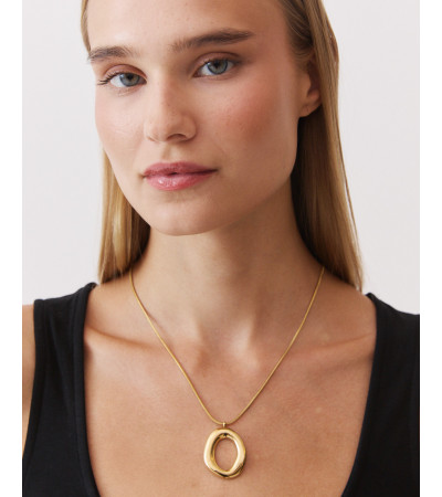 COLLAR COLGANTE OVALADO ACERO | MULAYA