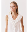 BLUSA ESCOTE V VOLANTES CON ENCAJE | MULAYA