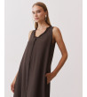 VESTIDO LARGO ESCOTE PICO MINI VOLANTES | MULAYA
