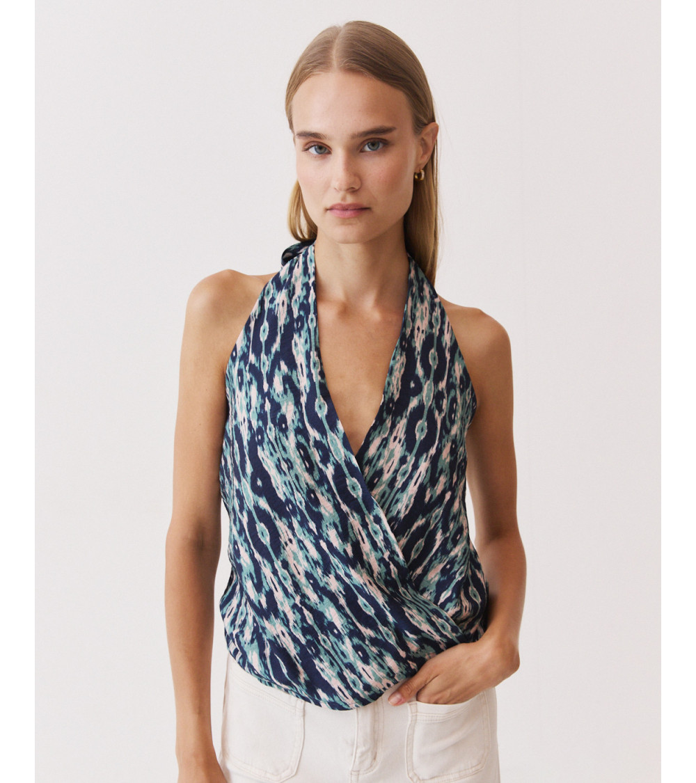 TOP HALTER CRUZADO ESTAMPADO ELÁSTICO | MULAYA