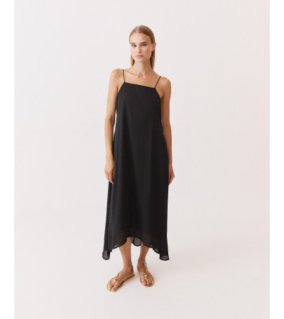 VESTIDO LARGO ESCOTE CUADRADO TIRANTES FORRO | MULAYA