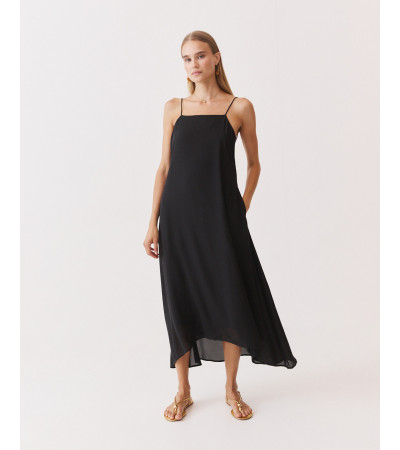 VESTIDO LARGO ESCOTE CUADRADO TIRANTES FORRO | MULAYA