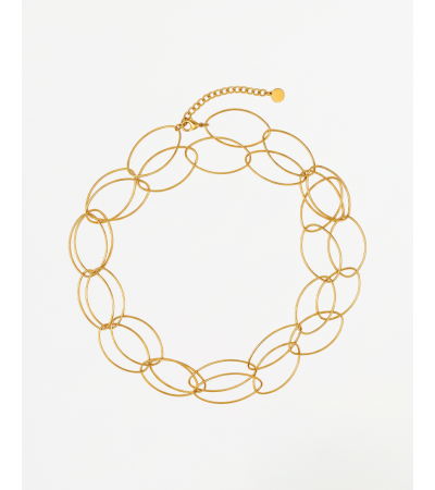 COLLAR DE ESLABONES OVALADOS EN ACERO DORADO | MULAYA