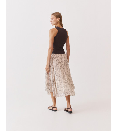 FALDA MIDI ESTAMPADA CON BAJO ASIMÉTRICO | MULAYA