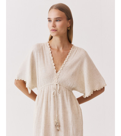 VESTIDO DE VISCOSA CON DETALLES DE ONDAS Y CONCHAS | MULAYA