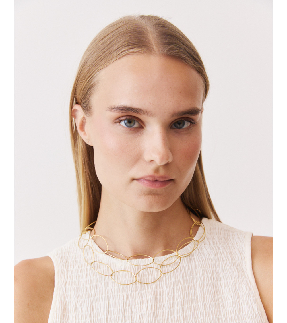 COLLAR DE ESLABONES OVALADOS EN ACERO DORADO | MULAYA