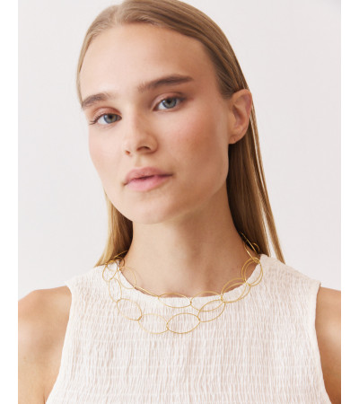 COLLAR DE ESLABONES OVALADOS EN ACERO DORADO | MULAYA