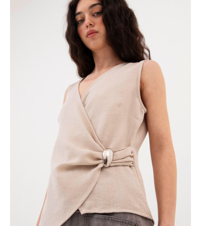TOP CRUZADO CON BROCHE PLATEADO | MULAYA