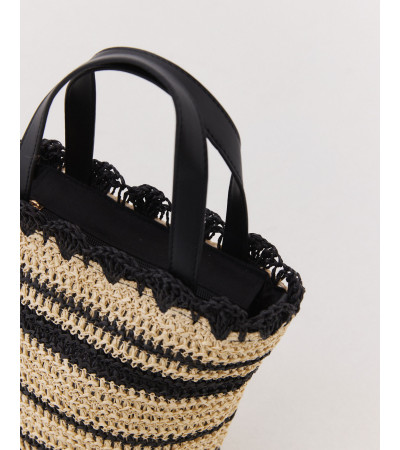 BOLSO DE MANO DE RAFIA CON COLORES Y ASA LARGA | MULAYA