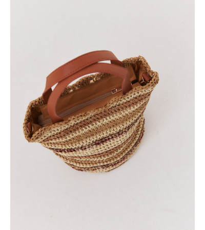 BOLSO DE MANO DE RAFIA CON COLORES Y ASA LARGA | MULAYA