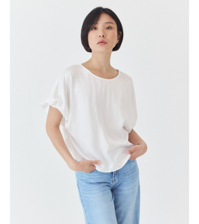 BLUSA DE MANGA CORTA CON LAZADA AJUSTABLE | MULAYA