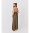 VESTIDO LARGO DE TIRANTES CON CANUTILLOS BRILLANTES | MULAYA