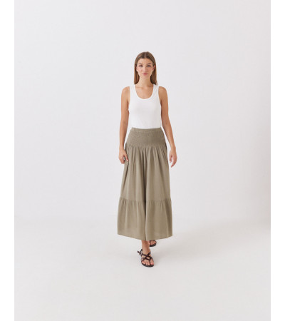 FALDA MIDI CAPAS CON NIDO DE ABEJA | MULAYA
