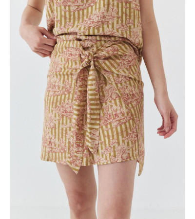 FALDA MINI CON LAZADA LATERAL Y ESTAMPADO | MULAYA