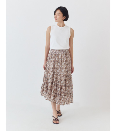 FALDA MIDI ASIMÉTRICA ESTAMPADA CON VOLANTES | MULAYA