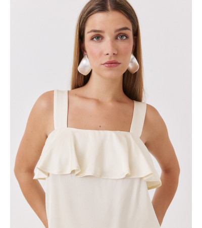 TOP DE SATÉN CON VOLANTES Y TIRAS GRUESAS | MULAYA