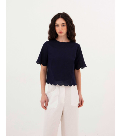 BLUSA CON ACABADOS EN ONDAS | MULAYA
