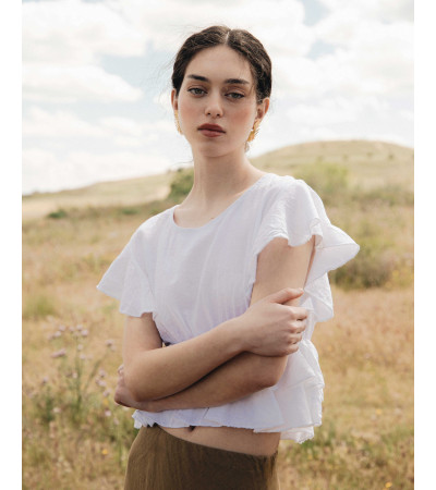 BLUSA CON CINTURA ELÁSTICA Y VOLANTES | MULAYA