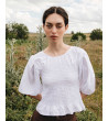 BLUSA NIDO DE ABEJA CON MANGA ABULLONADA | MULAYA