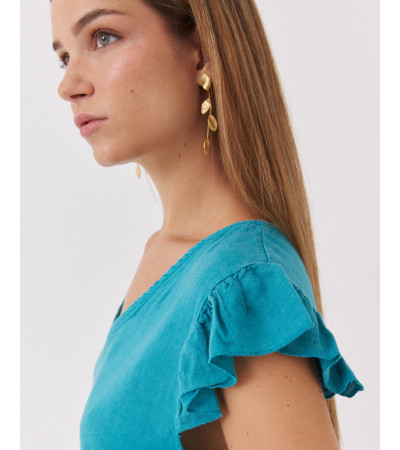 BLUSA CON VOLANTES EN MANGAS Y BAJO | MULAYA