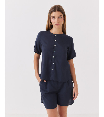 CAMISA DE CUELLO REDONDO CON BOTONES Y ABERTURAS | MULAYA