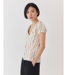 BLUSA DE RAYAS CON FRUNCES EN ALGODÓN Y LINO | MULAYA