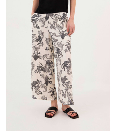 PANTALÓN WIDE LEG CON BORDADO ORIENTAL | MULAYA