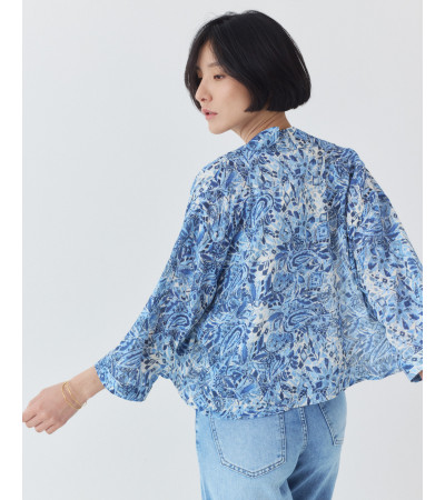 KIMONO CROP ESTAMPADO CON BOLSILLOS FRONTALES | MULAYA