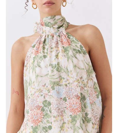 VESTIDO LARGO CON CUELLO HALTER Y ESCOTE TRASERO | MULAYA