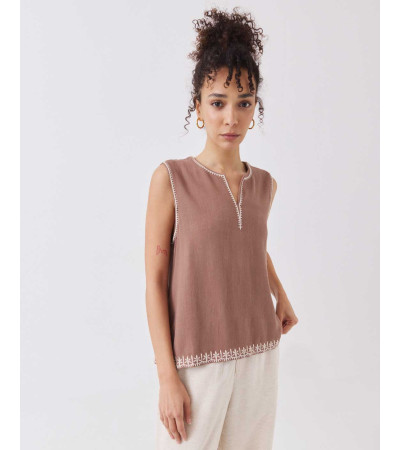 BLUSA CUELLO V BORDADOS SISA | MULAYA