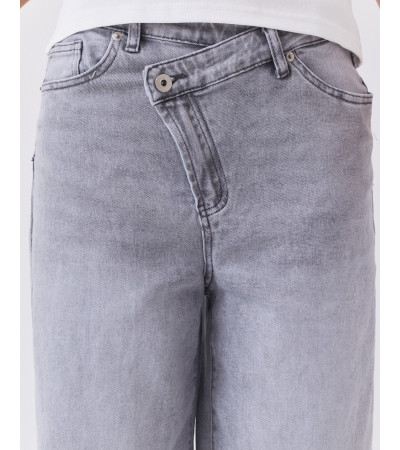 Jeans Wide Leg de Tiro Alto con Cintura Cruzada | MULAYA