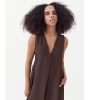 VESTIDO LARGO ESCOTE PICO MANGA SISA BOLSILLOS | MULAYA