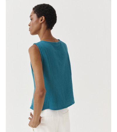 TOP CUELLO REDONDO BOTONES ALGODÓN | MULAYA