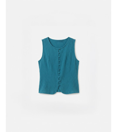 TOP CUELLO REDONDO BOTONES ALGODÓN | MULAYA