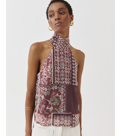 TOP HALTER ESTAMPADO BOTONES SEMITRANSPARENTE | MULAYA