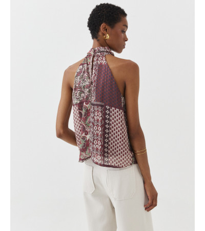 TOP HALTER ESTAMPADO BOTONES SEMITRANSPARENTE | MULAYA