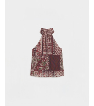 TOP HALTER ESTAMPADO BOTONES SEMITRANSPARENTE | MULAYA