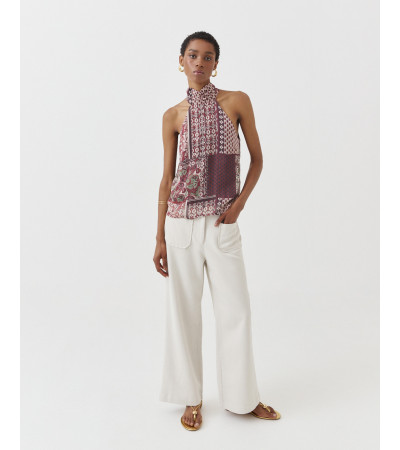 TOP HALTER ESTAMPADO BOTONES SEMITRANSPARENTE | MULAYA