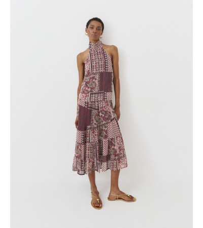 FALDA MIDI ESTAMPADA ASIMÉTRICA VOLANTE | MULAYA (48 caracteres)